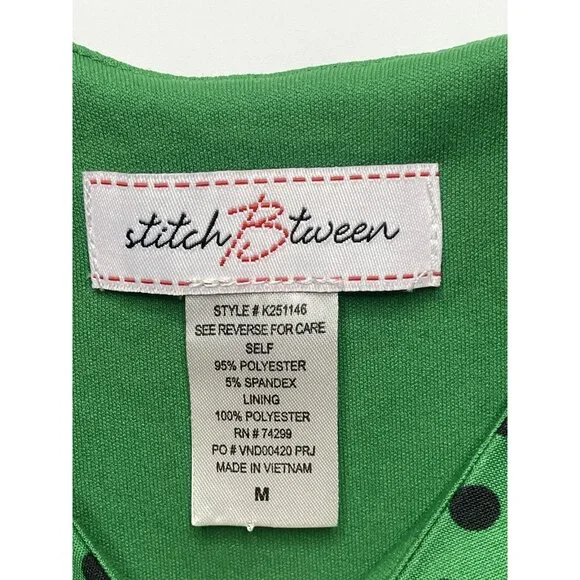 Stitch Btween Dress Womens Medium Green Polka Dot Print Mini - Picture 2 of 6